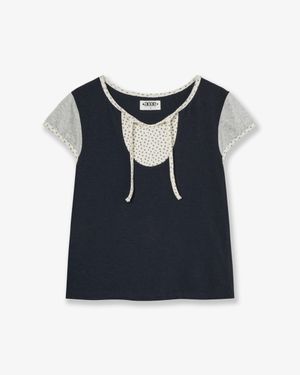 FLOWER BLOCK TEE [NAVY]