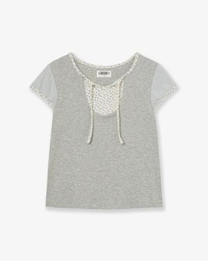 FLOWER BLOCK TEE [MELANGE GREY]