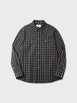 코튼 체크 웨스턴 셔츠 (DARK NAVY)