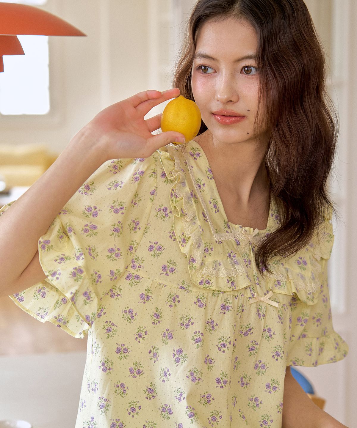 울랄라파자마(ULLALA PAJAMAS) 플리티 반팔 투피스 레몬 (40수)