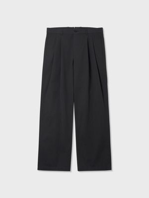 코튼 린넨 플리티드 팬츠 (INK BLACK)