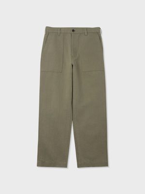 코튼 헴프 헤링본 베이커 팬츠 (OLIVE)