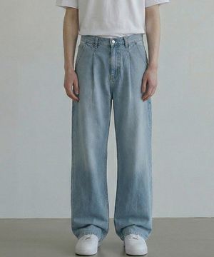 핀턱 스트레이트 와이드 데님 팬츠_3COLOR