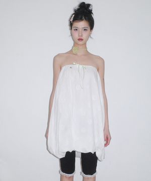Dot Balloon Multi Skirt_WHITE