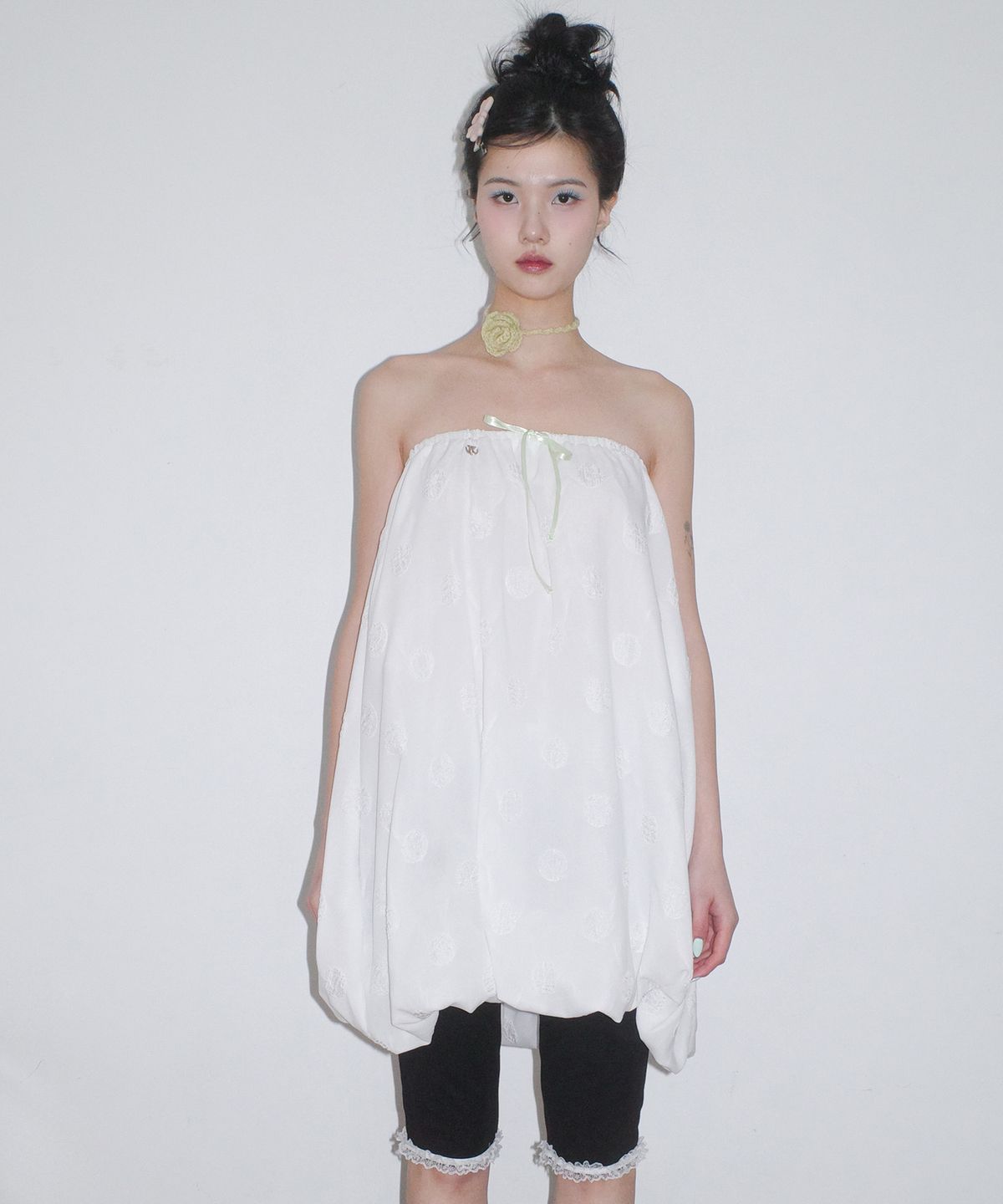 페이키(FAKIII) Dot Balloon Multi Skirt_WHITE
