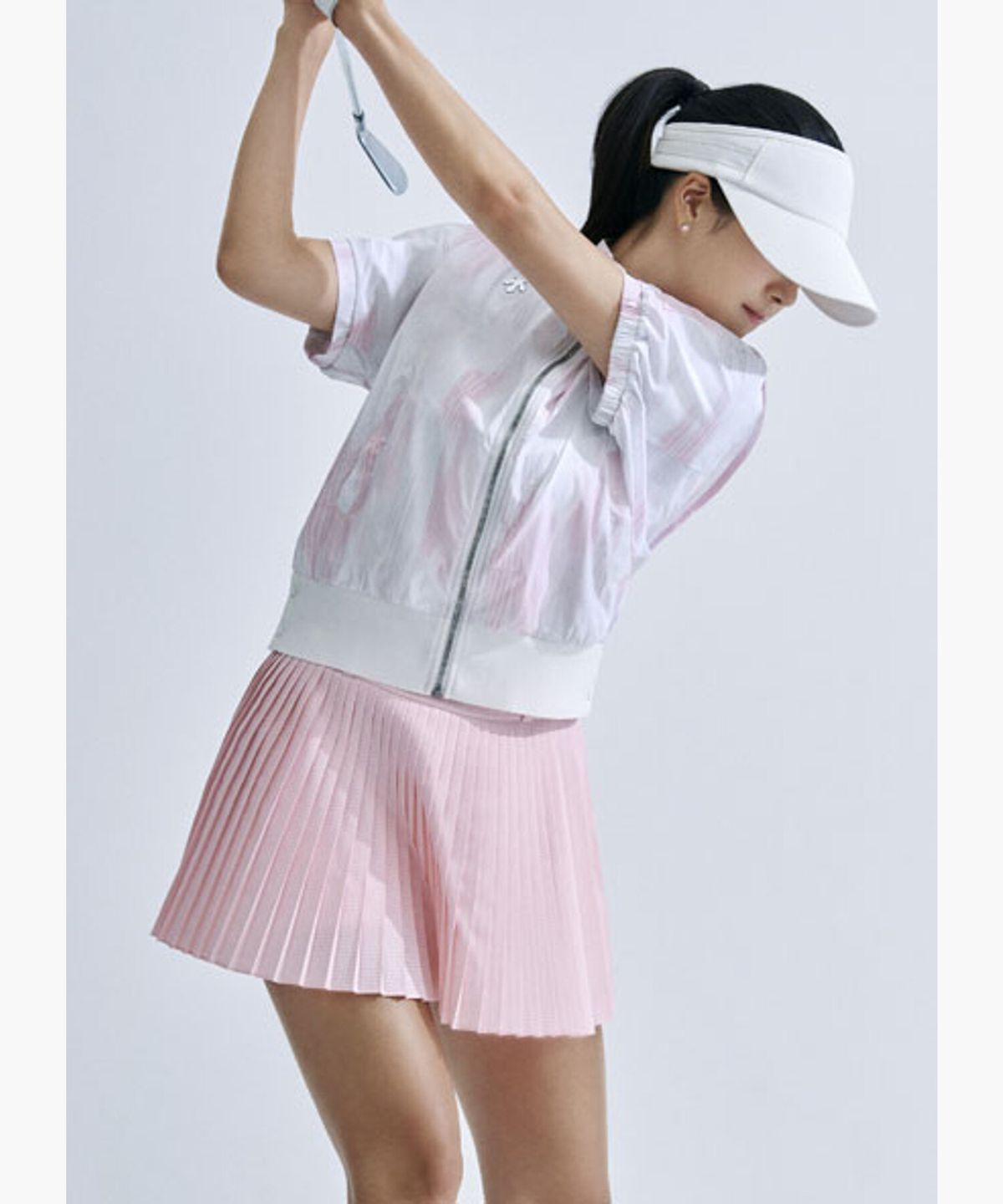데상트 골프(DESCENTE GOLF) 여성 하이넥 시보리 반팔 점퍼  DR21WFBL48