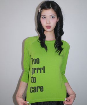 Too Grrl To Care Long sleeve_GREEN