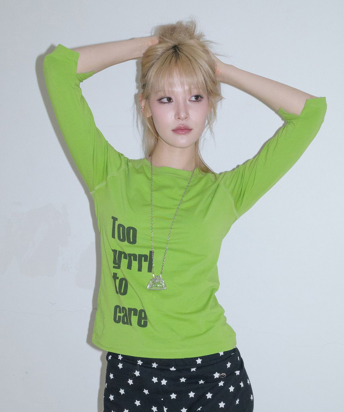 페이키(FAKIII) Too Grrl To Care Long sleeve_GREEN