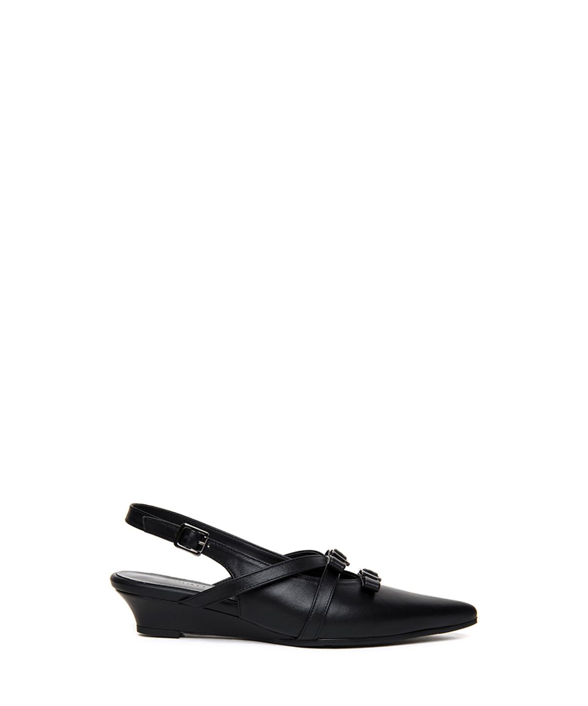 쓰리투에이티(THREE TO EIGHTY) RIBBON STRAP SLINGBACK HEELS BLACK