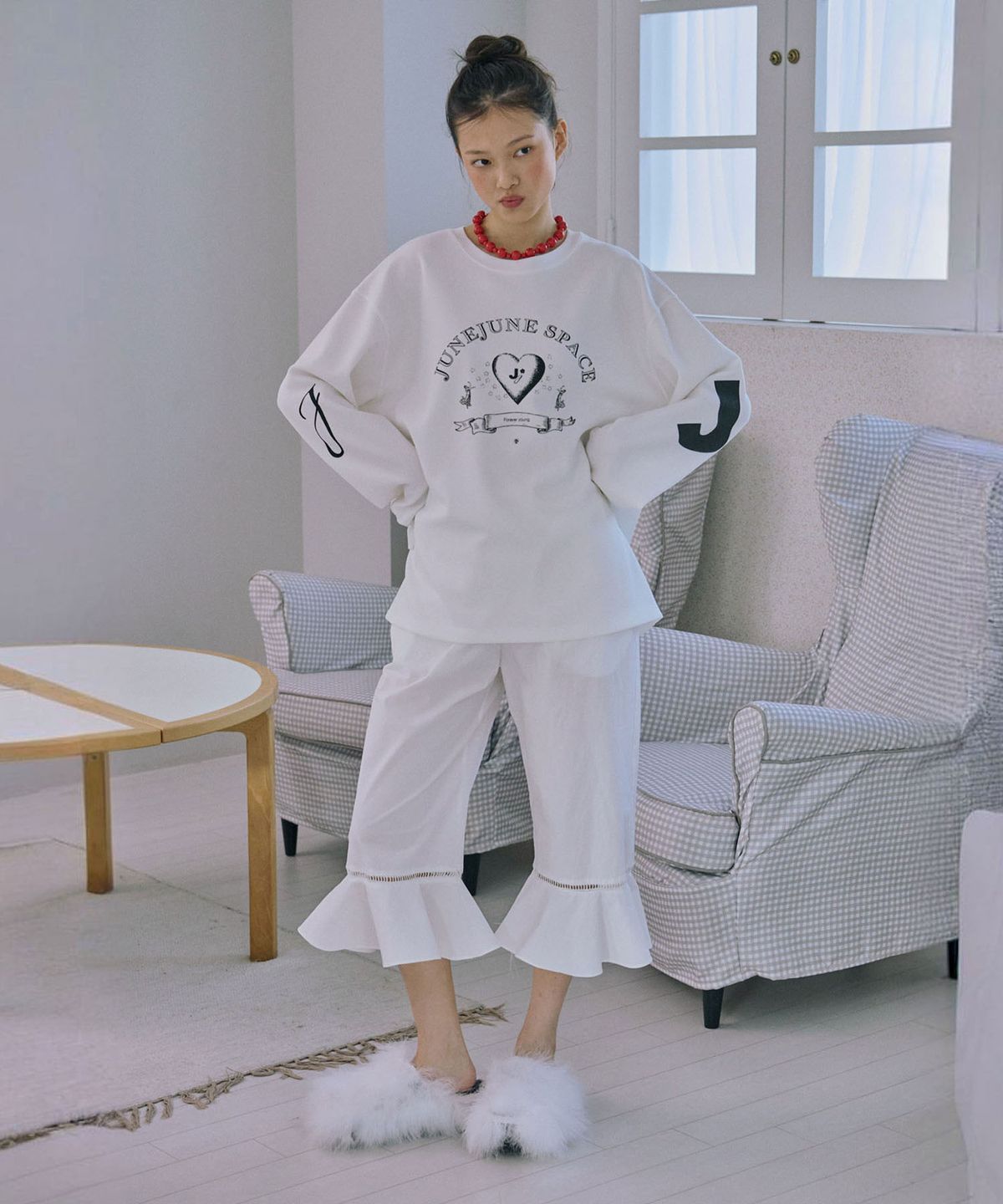 준준스페이스(JUNEJUNE SPACE) Bloom Frill Pants_White(블룸 프릴 팬츠_화이트)