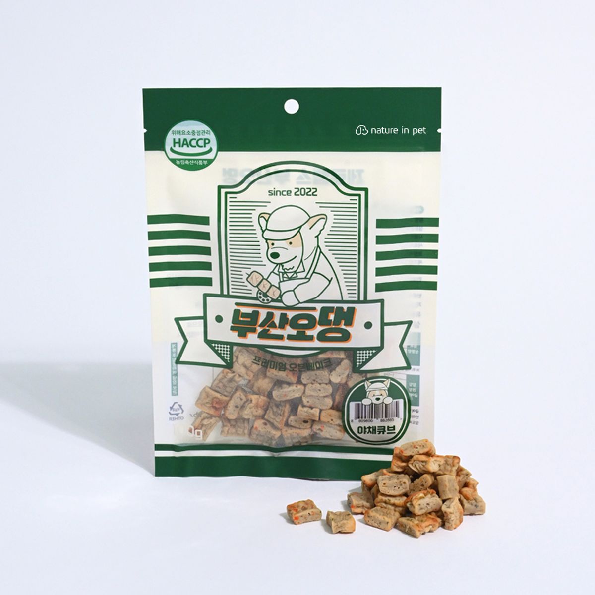 애니포트(ANYPORT) 네이처인펫 강아지간식 사료 부산오멍 치즈 야채 100g x 4개입