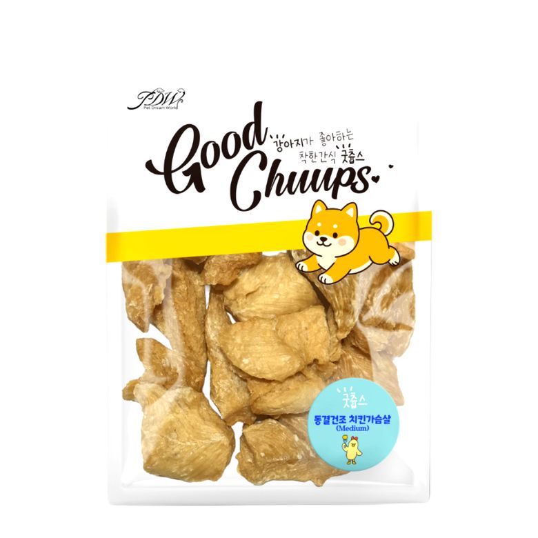굿츕스 강아지간식 동결건조 치킨가슴살 오리가슴살 80g x 2개입