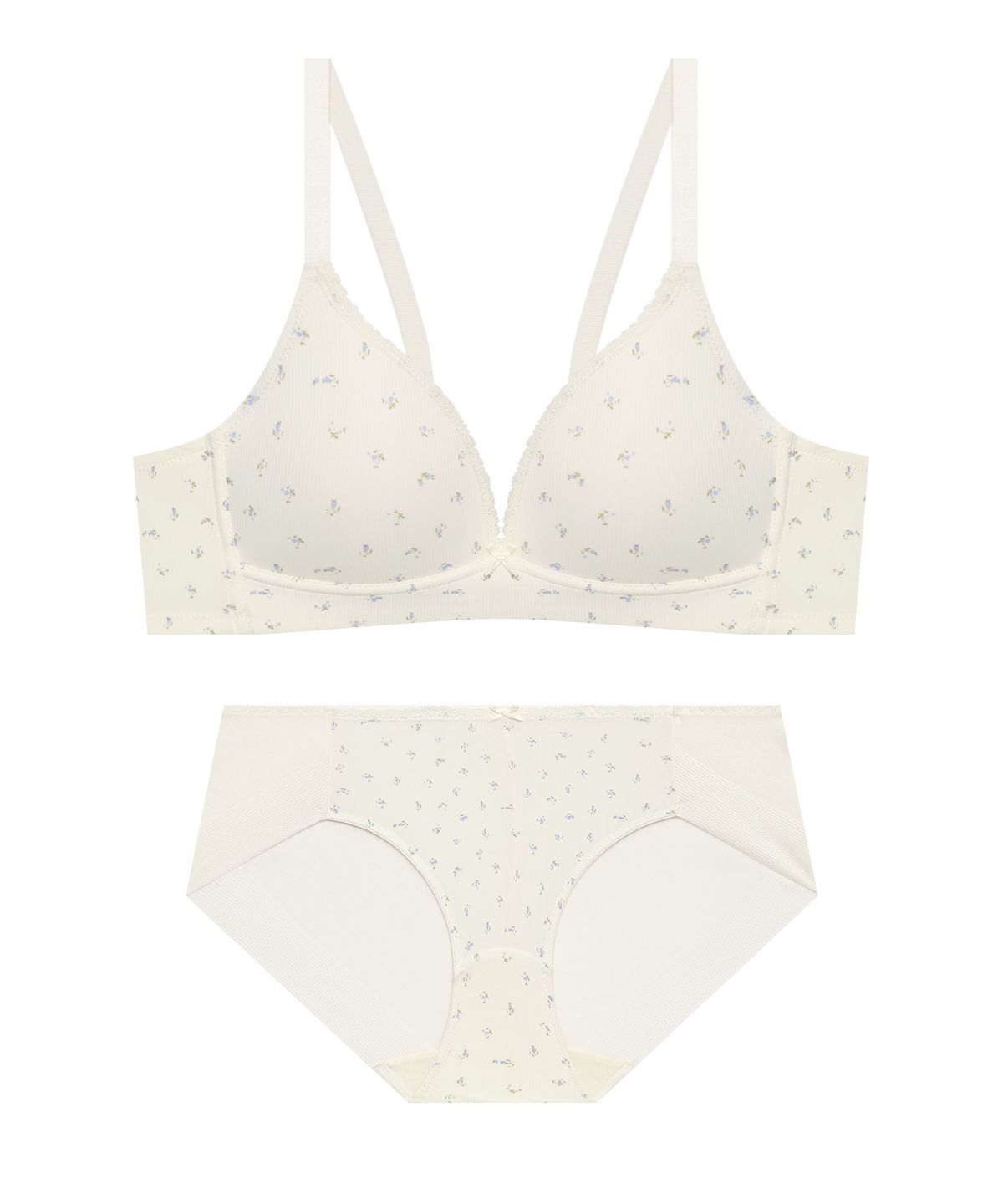 엘르이너웨어(ELLE INNERWEAR) 코지 플로럴 노와이어 브라 팬티 세트