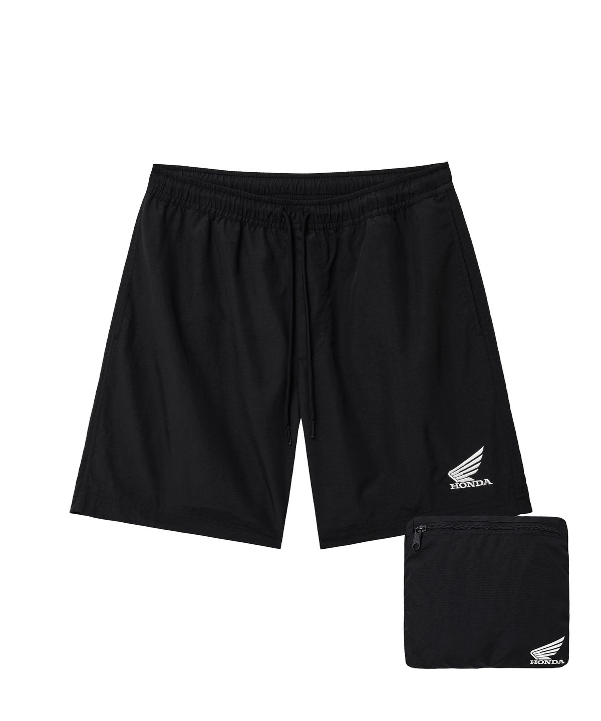 핍스 모터사이클(PHYPS MOTORCYCLE) Nylon Wing Logo 7Inch Packable Beach Shorts Black