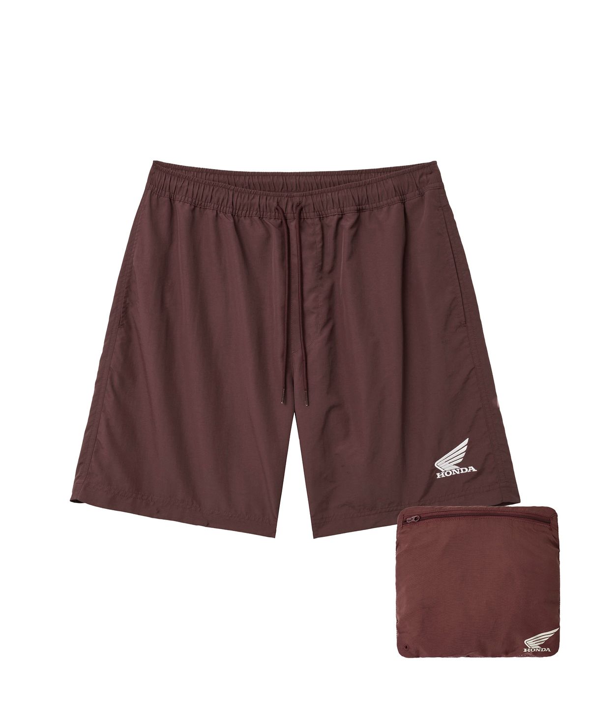 핍스 모터사이클(PHYPS MOTORCYCLE) Nylon Wing Logo 7Inch Packable Beach Shorts Burgundy