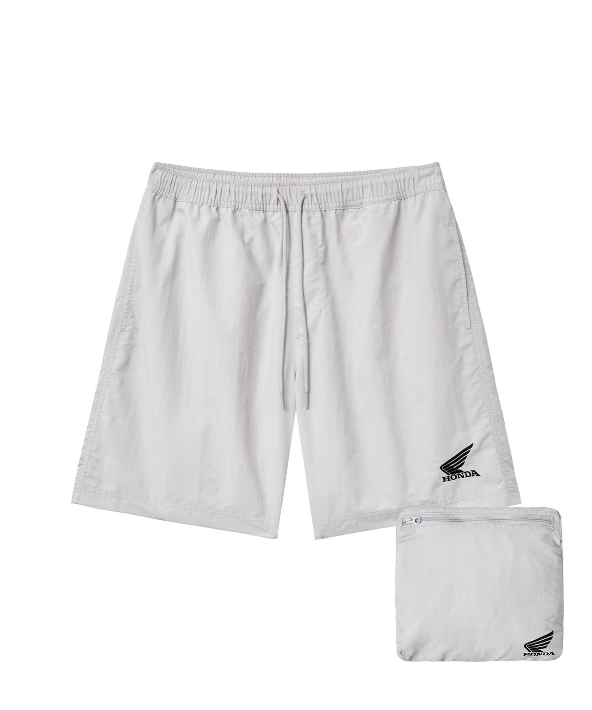 핍스 모터사이클(PHYPS MOTORCYCLE) Nylon Wing Logo 7Inch Packable Beach Shorts Light Gray