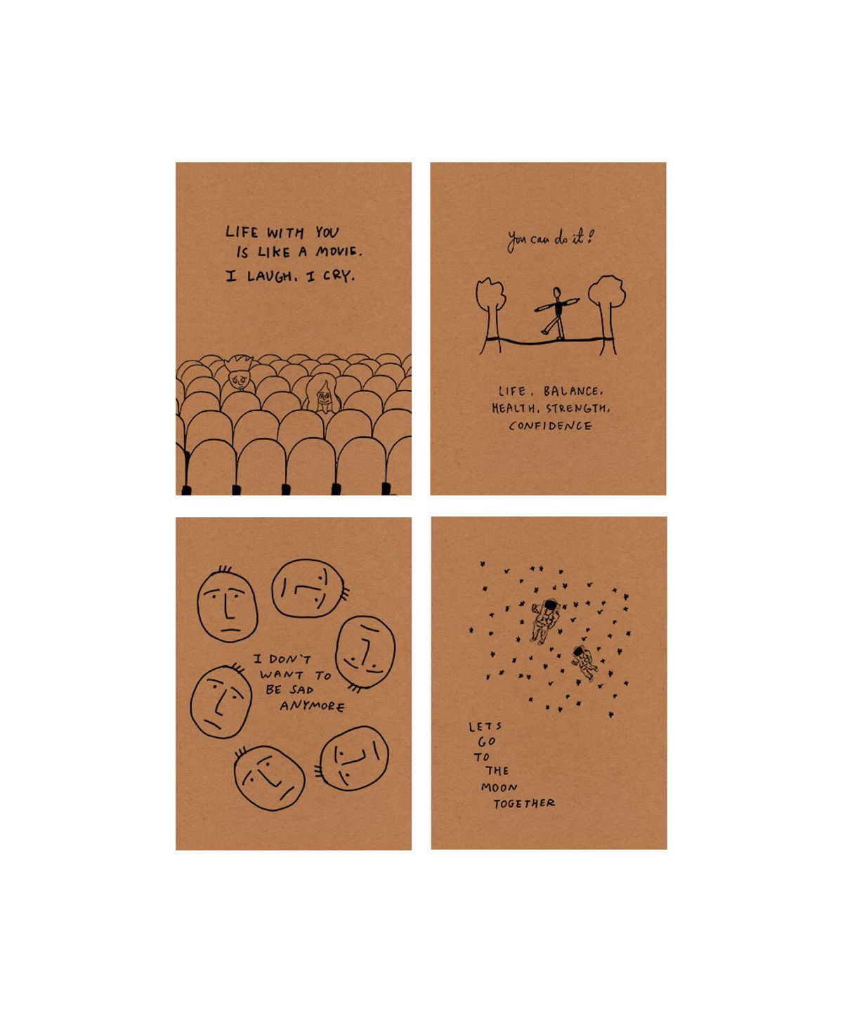 콩주편지(KONGJUDESIGNS) people1 크라프트 엽서 세트
