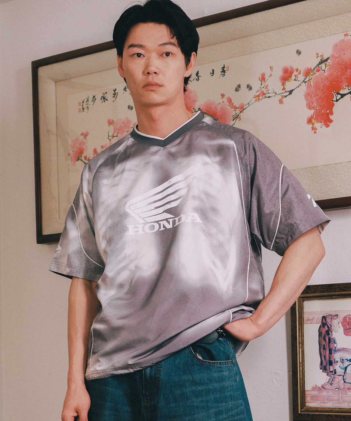 핍스 모터사이클(PHYPS MOTORCYCLE) Nylon X-Ray Racing Short Sleeve Gray