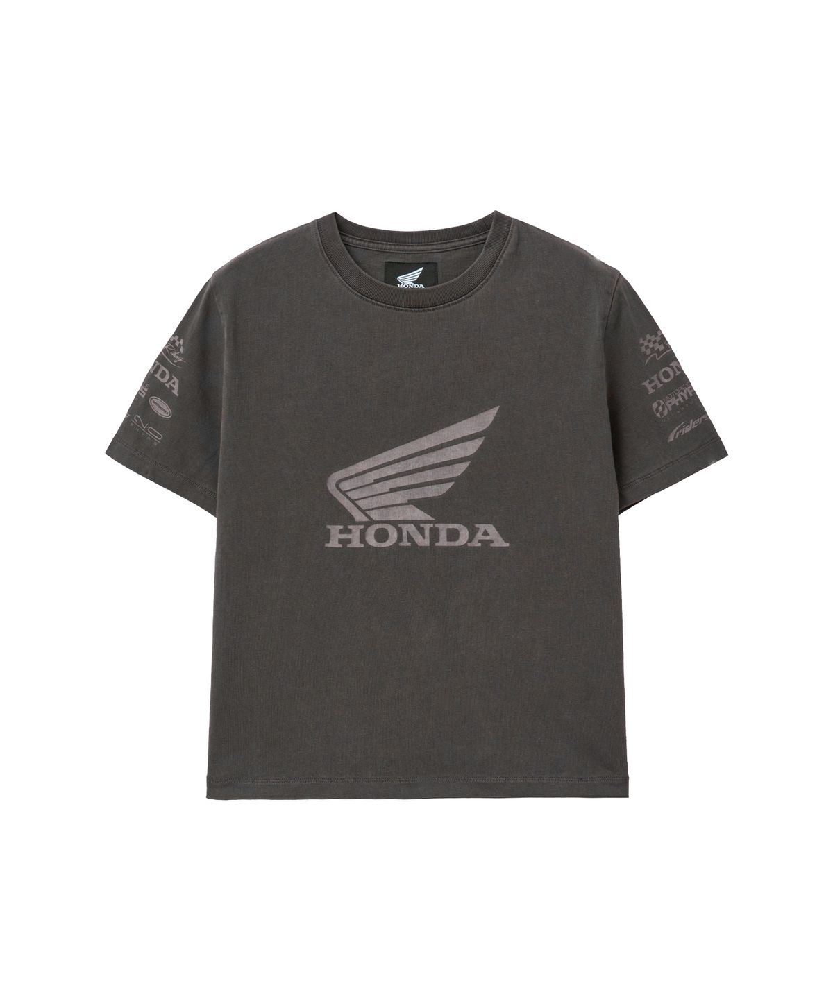 핍스 모터사이클(PHYPS MOTORCYCLE) Womens Wing Collect Logo Short Sleeve Pigment Charcoal