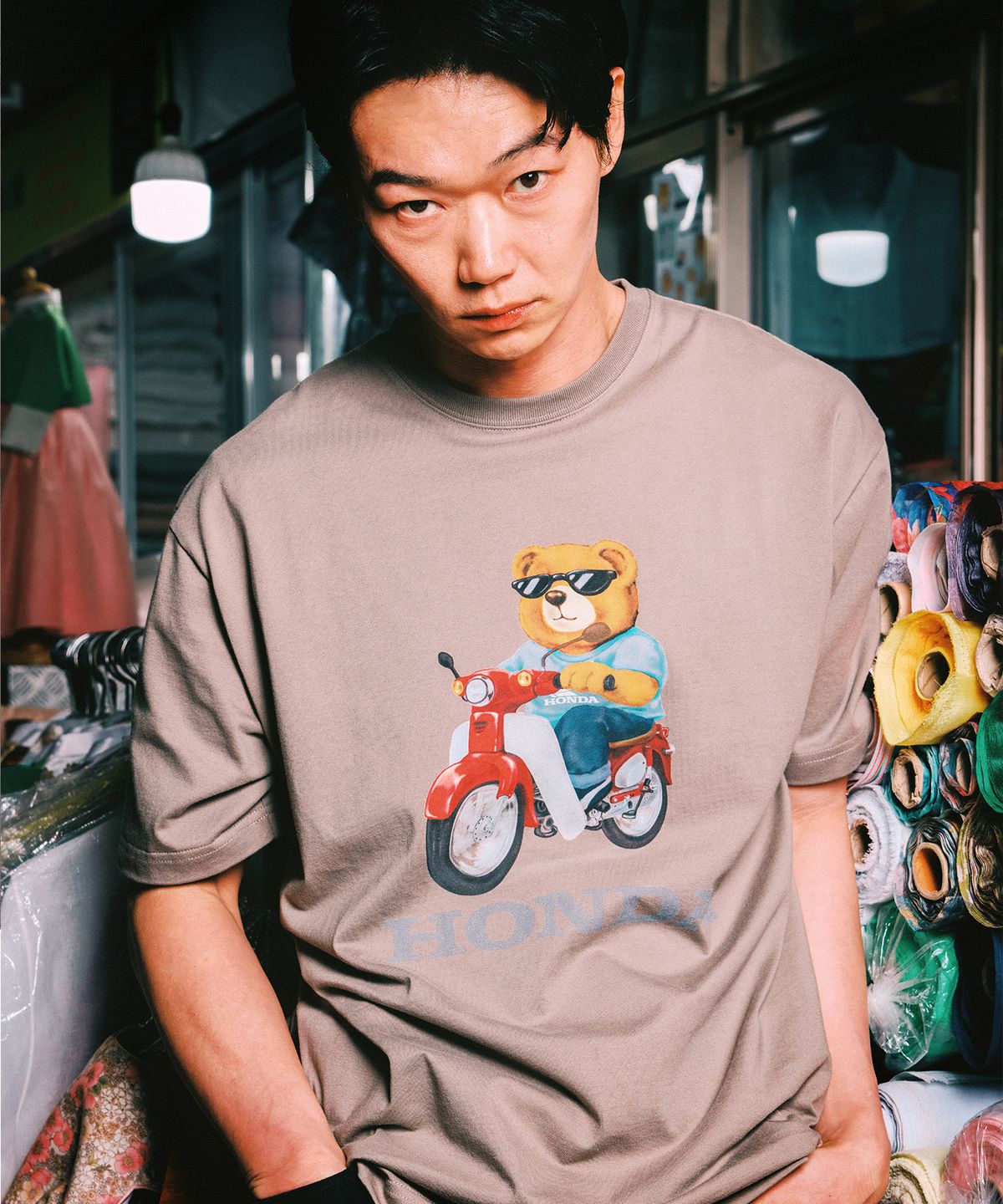 핍스 모터사이클(PHYPS MOTORCYCLE) Honda Bear T-Shirt Brown