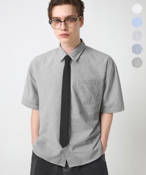 에센셜 옥스포드 크롭 반팔 셔츠_5color