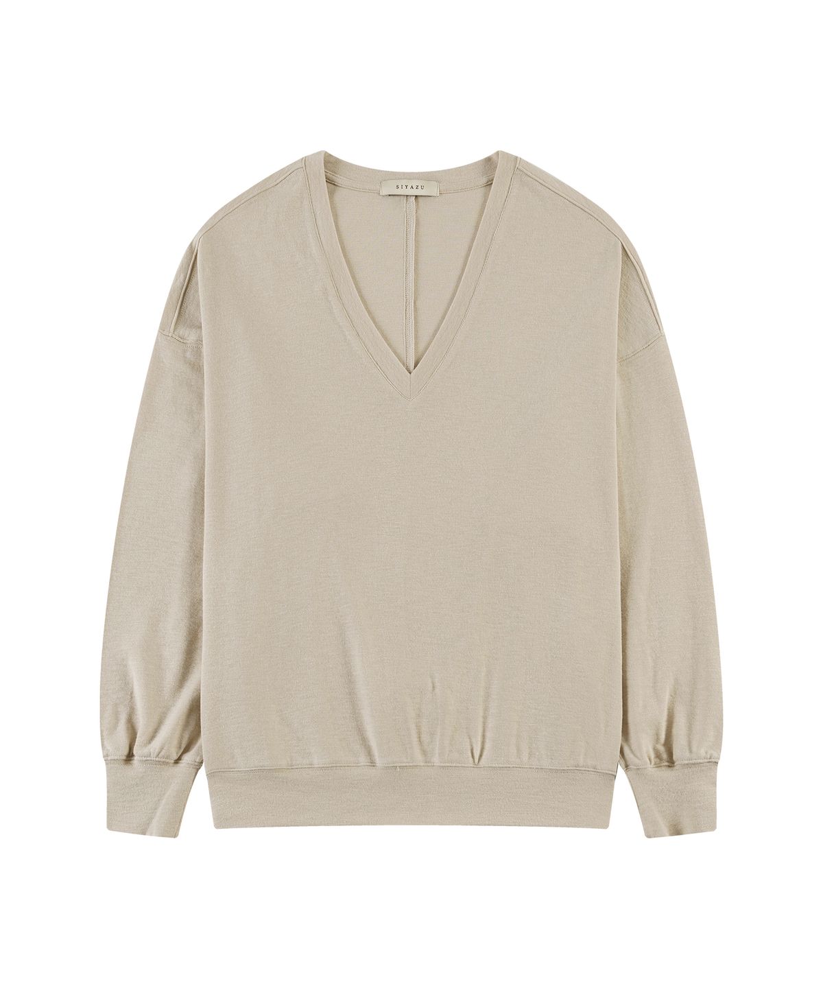 시야쥬(SIYAZU) SITP5274 브이넥 가오리 컴포트 티셔츠_Light beige