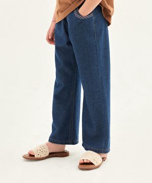 스티치 세미플레어 데님 팬츠_인디고