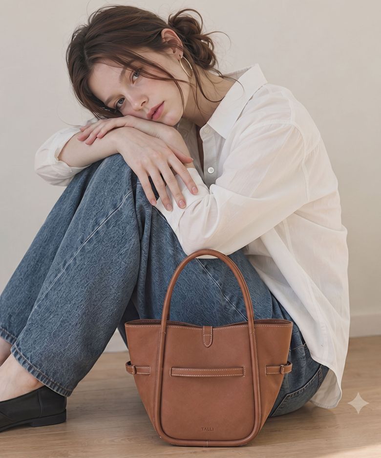로어 웨지 벨트 토트백26_카멜