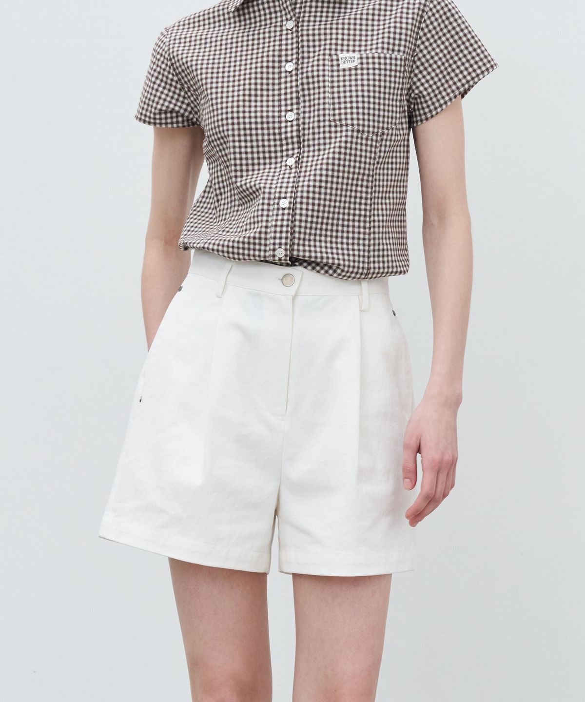 노운베러(KNOWNBETTER) A-line one tuck cotton short [KNSS07PT01]_Ivory
