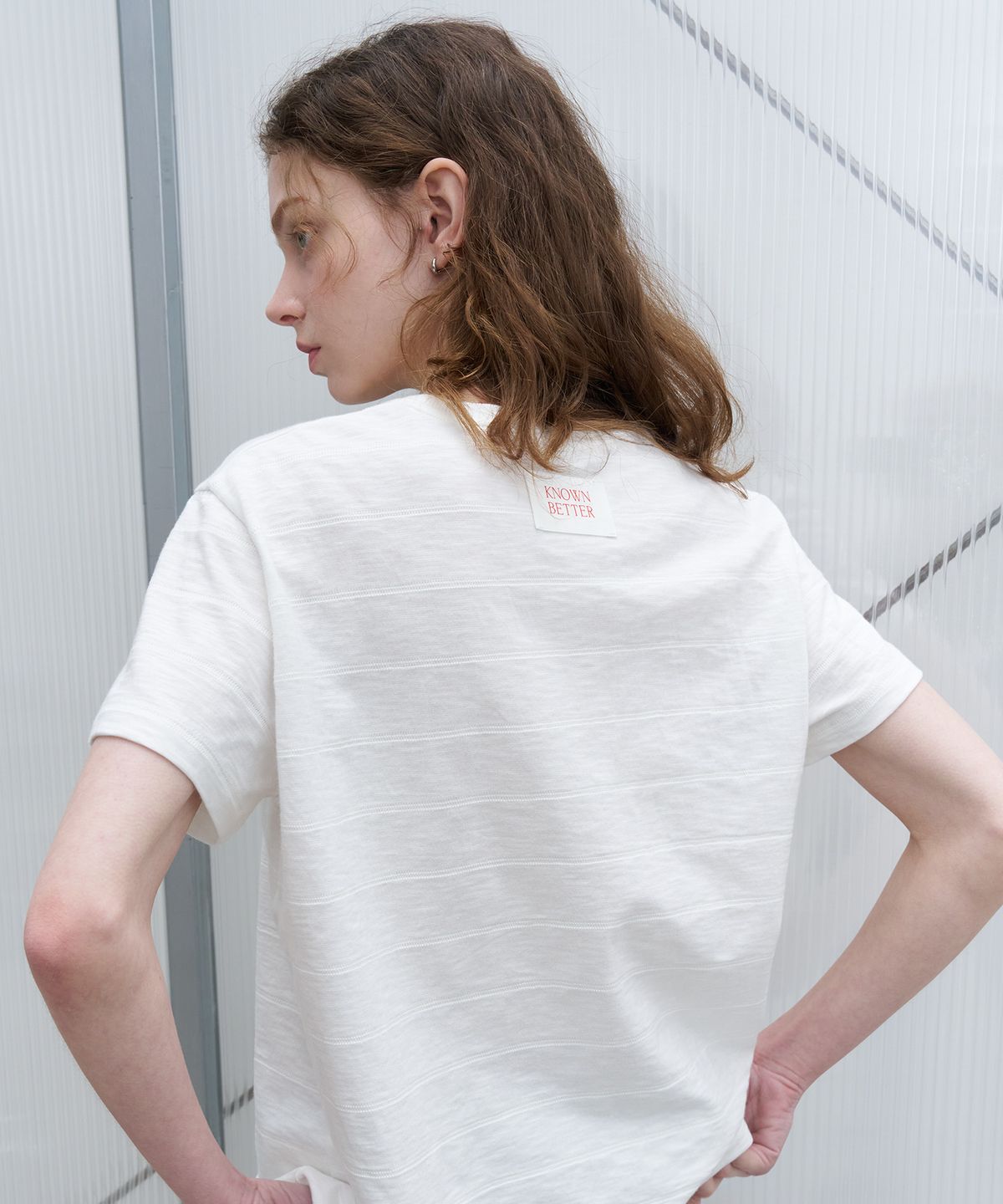 노운베러(KNOWNBETTER) Label border T-shirt [KNSS07TS07]_Ivory