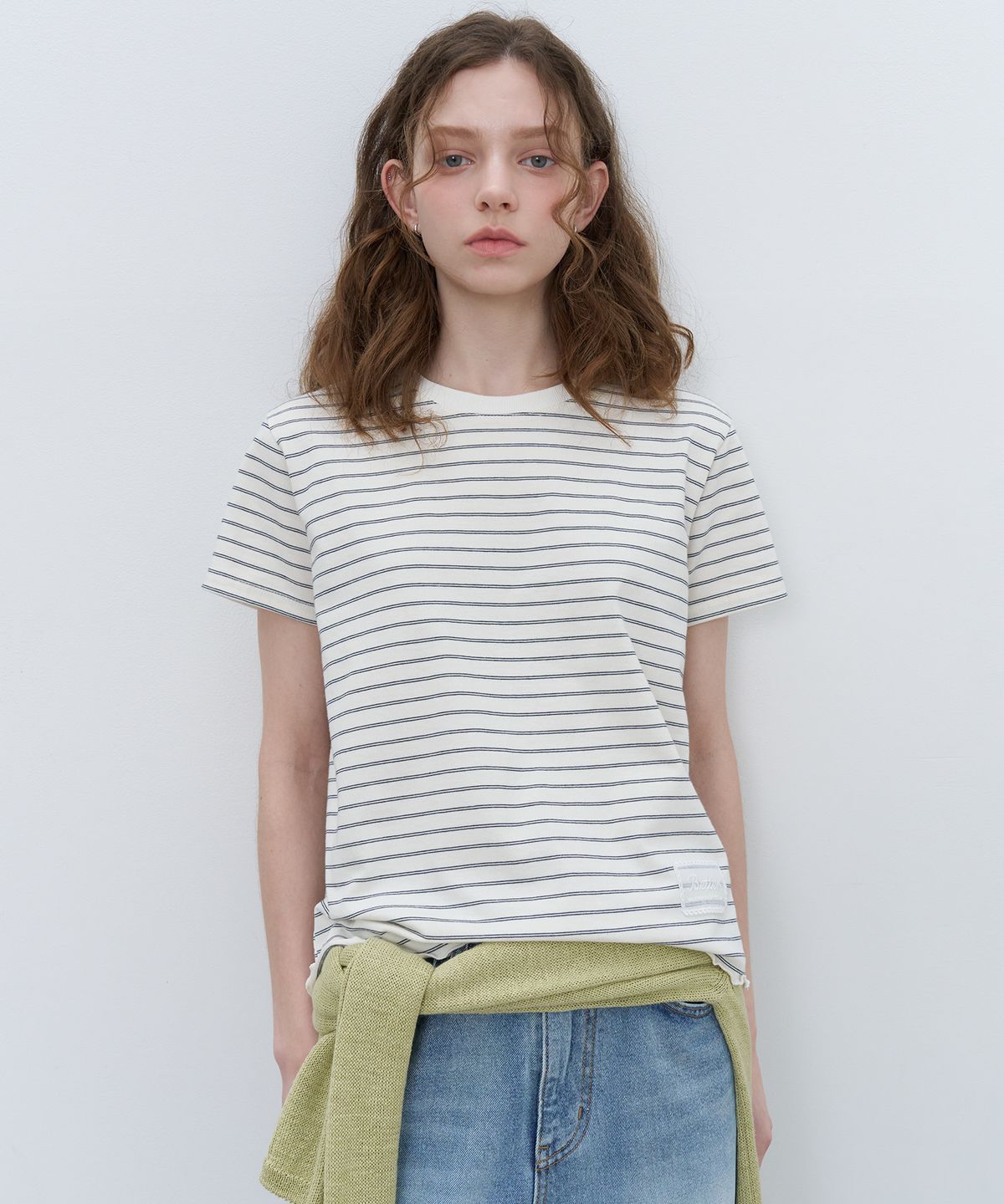 노운베러(KNOWNBETTER) Rib-wave stripe T-shirt [KNSS06TS01]_Ivory