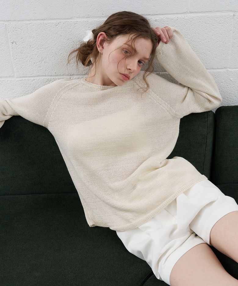 Loose-fit paper knit [KNSS07KN01]_Cream beige