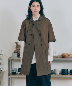 유니섹스 시어 더블 후드코트 브라운