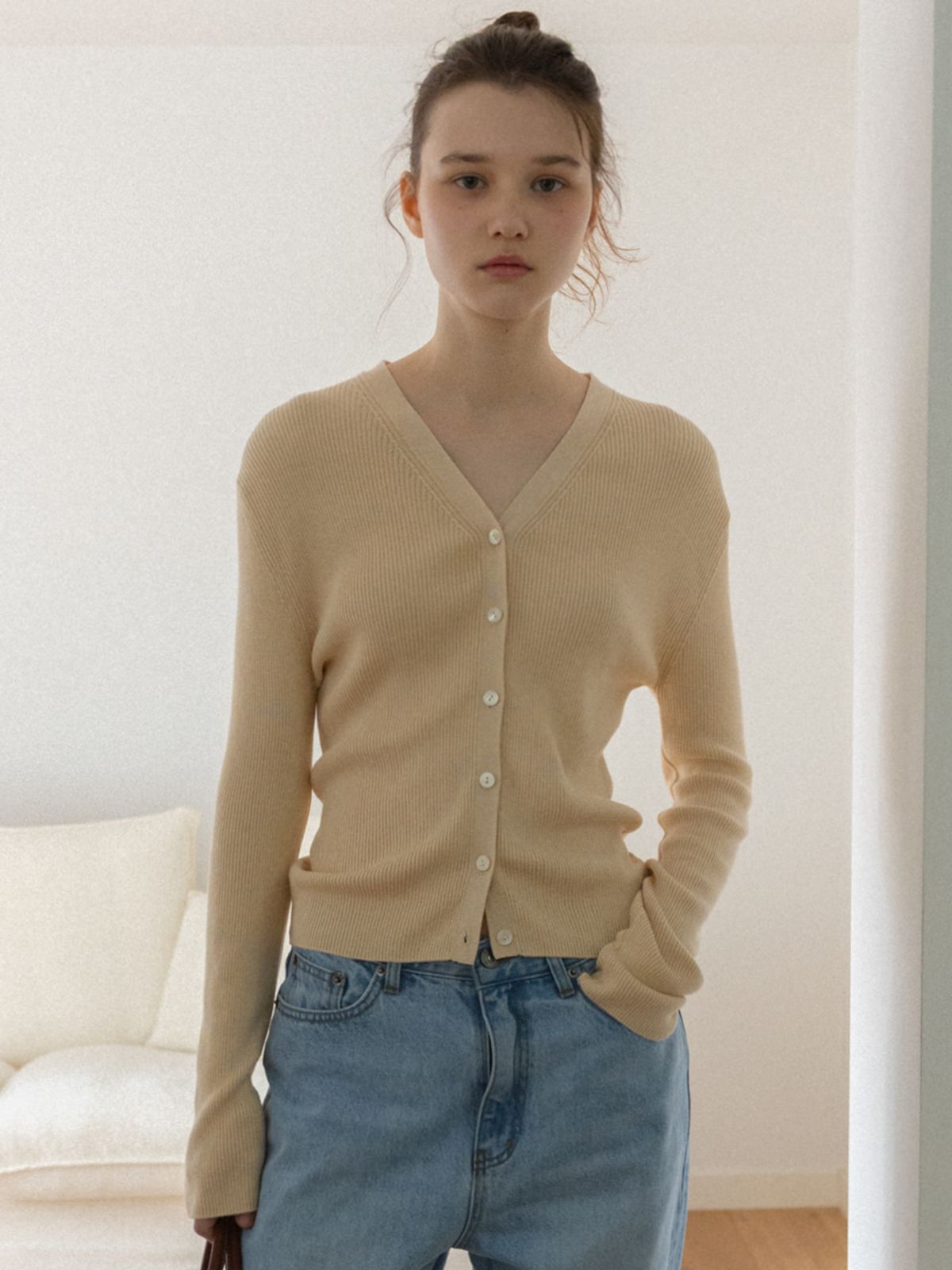 시엔느(SIENNE) Jazz Silk Cardigan (Light Beige)