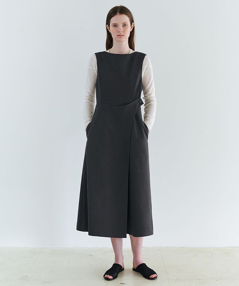 wrap button dress (grey)