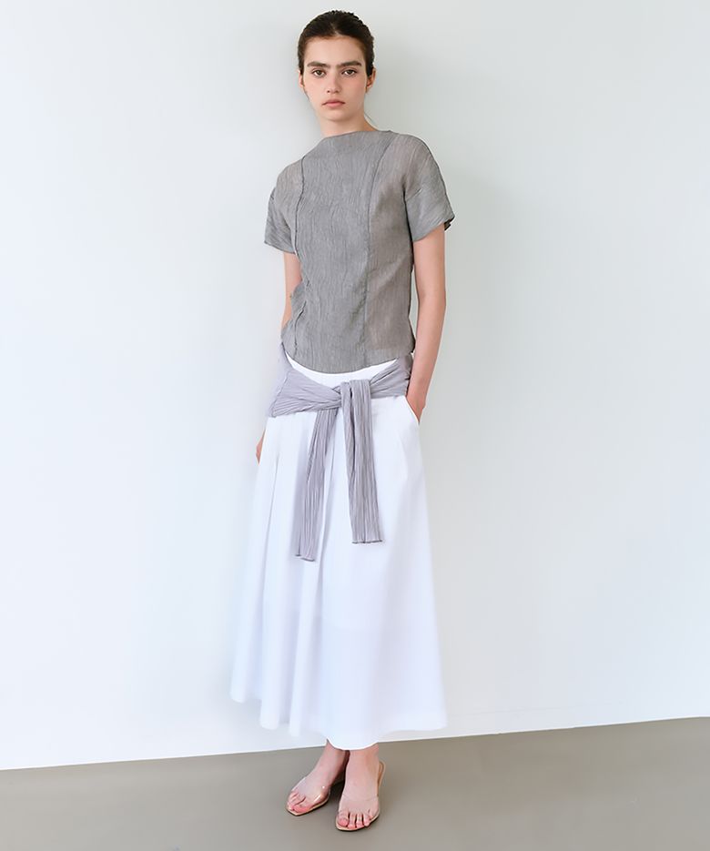 asym pleats skirt (ivory)