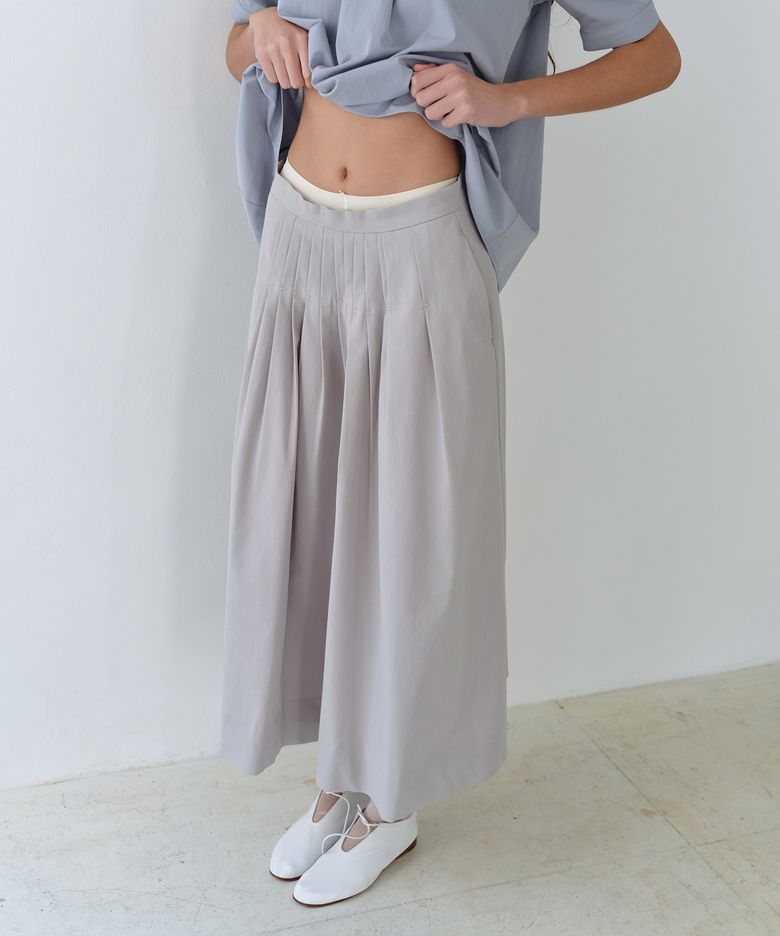 asym pleats skirt (soft silver)