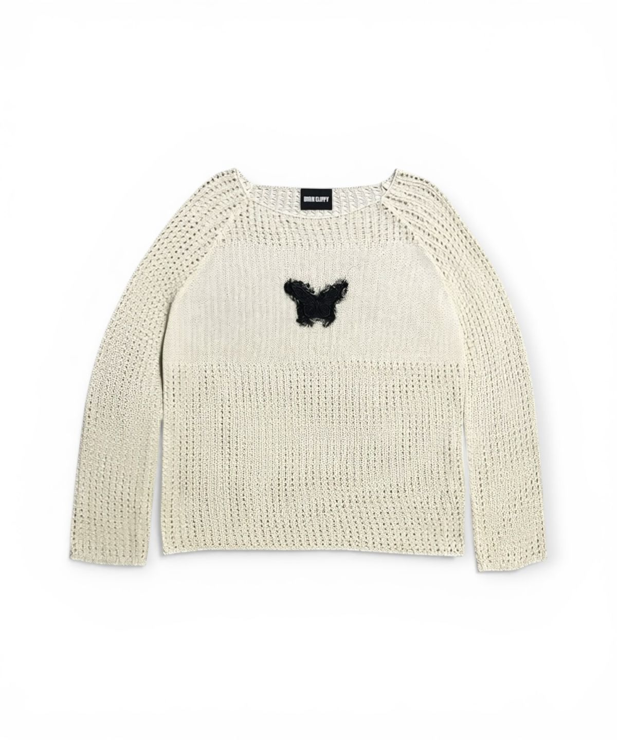 본슬리피(BORN SLIPPY) Butterfly Sheer Open Knit Top (Beige)