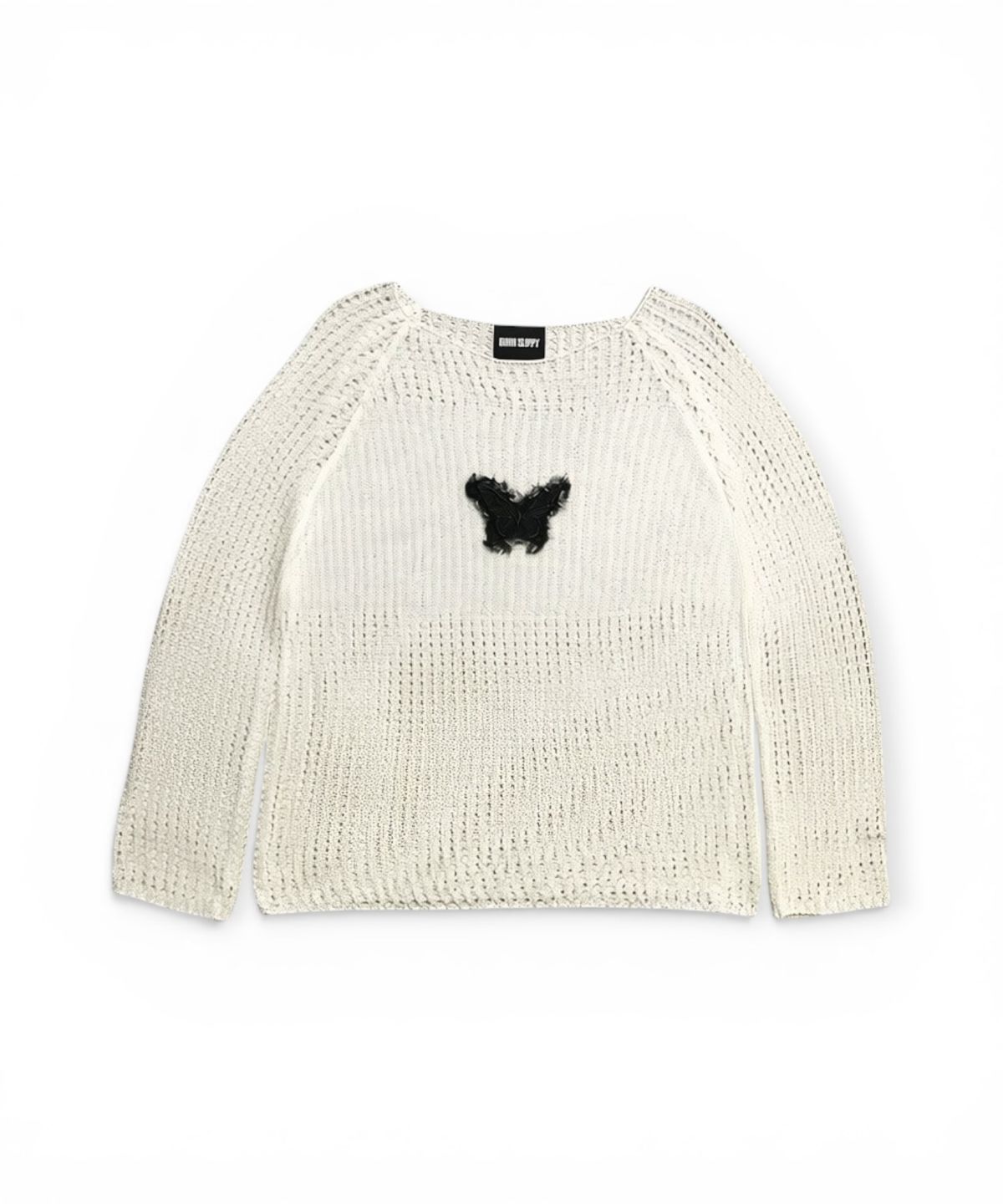 본슬리피(BORN SLIPPY) Butterfly Sheer Open Knit Top (Ivory)