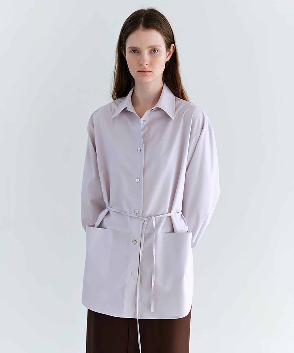 아우브아워(AUBOUR) ease belted shirt (lilac)