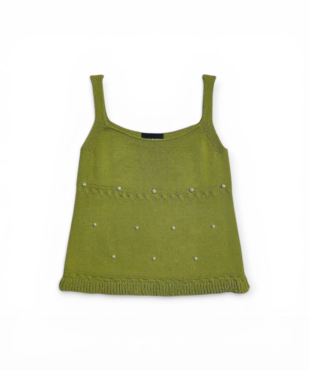 본슬리피(BORN SLIPPY) Pearl Stud Essential Knit Cami (Green)