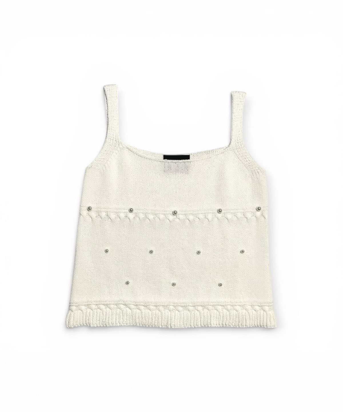 본슬리피(BORN SLIPPY) Pearl Stud Essential Knit Cami (Ivory)