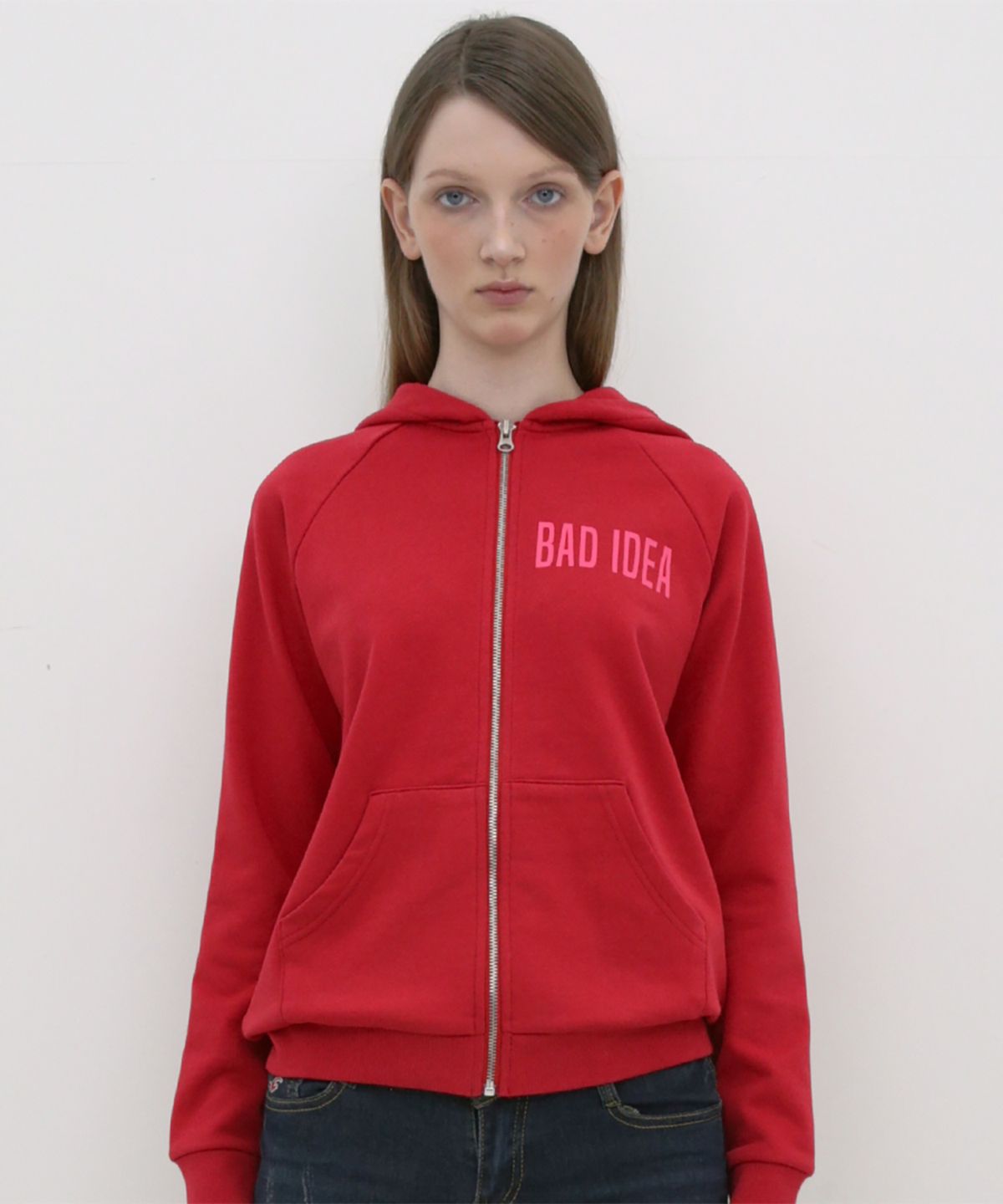 저스트하우스(JUSTHAUS) FITTED ZIP-UP HOODIE, RED