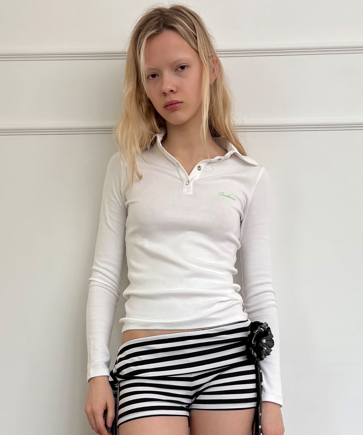 저스트하우스(JUSTHAUS) FITTED BASIC SHIRT, WHITE