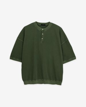 피그먼트 와플 버튼 티셔츠 (Khaki)