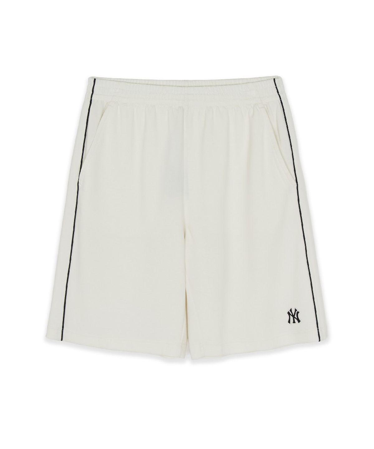 엠엘비(MLB) 베이직 스몰로고 쿨링 양면지 파이핑 6부 반바지 NY (Ivory)