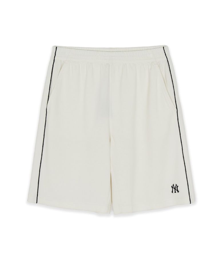 베이직 스몰로고 쿨링 양면지 파이핑 6부 반바지 NY (Ivory)