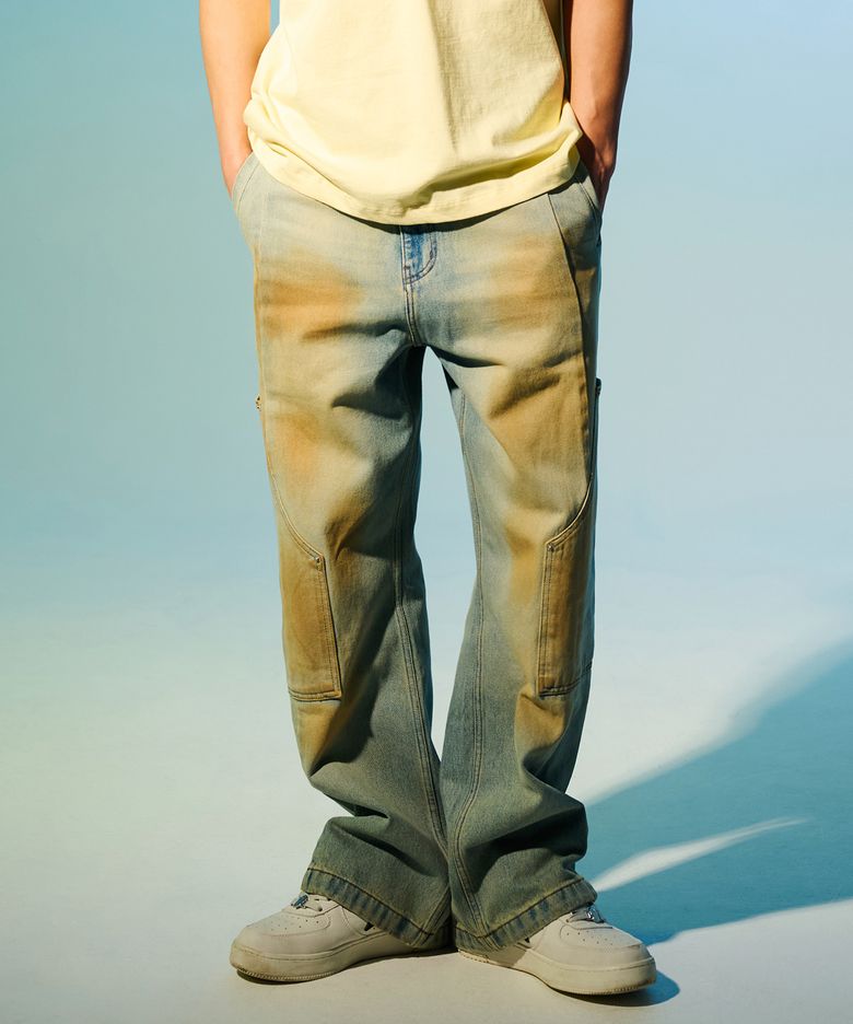 PAINT CARPENTER DETAIL DENIM PANTS