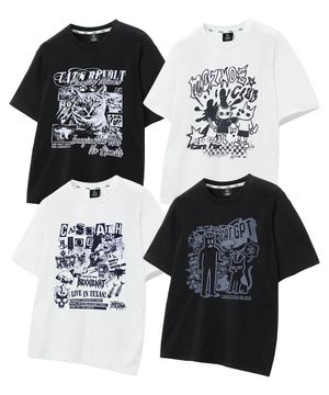 [SET] 모노캣 시리즈 그래픽 오버핏 반팔티셔츠