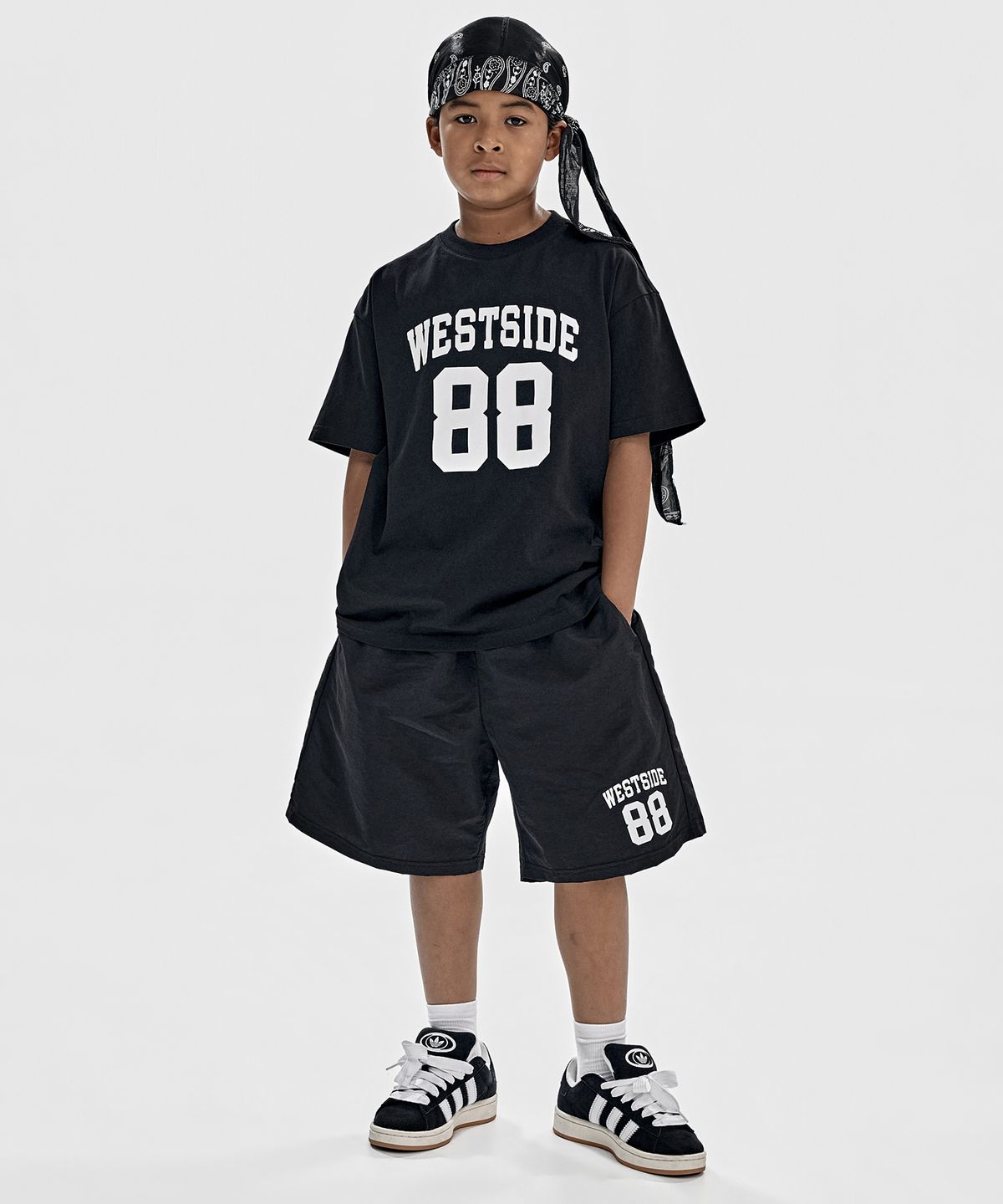 테이크이지 키즈(TAKEASY KIDS) [기획] 웨스트사이드 88 쿨썸머 셋업 (블랙/블랙)